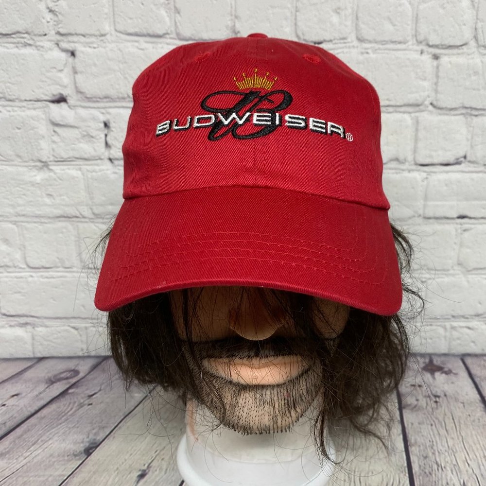 Budweiser Beer Hat Cap Strap Back Red Embroidered Logo 2004 Anheuser-Busch Brew